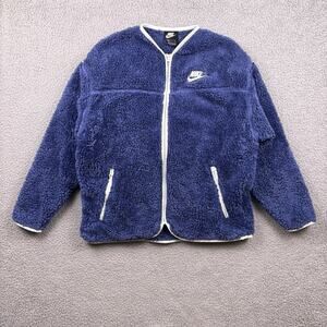 Nike Jacket Womens Small Blue Sherpa Fleece Hoodie Long Sleeve Full Zip